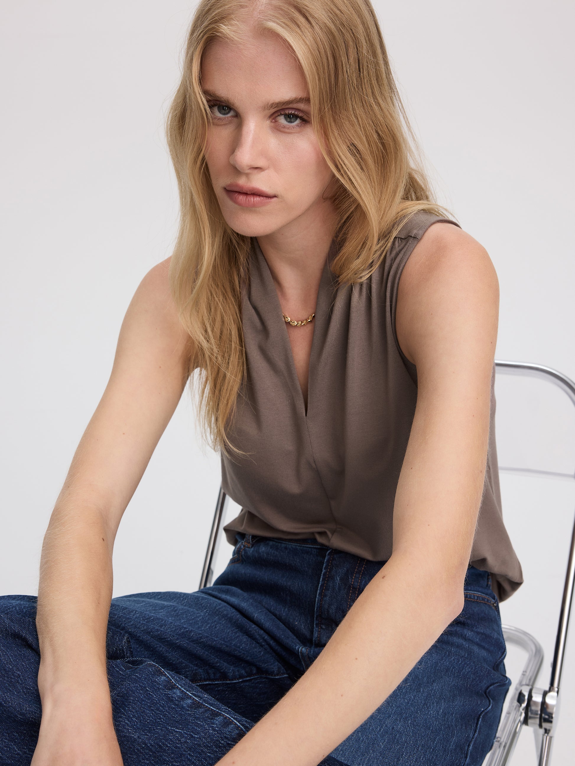 Sleeveless V-Neck Top