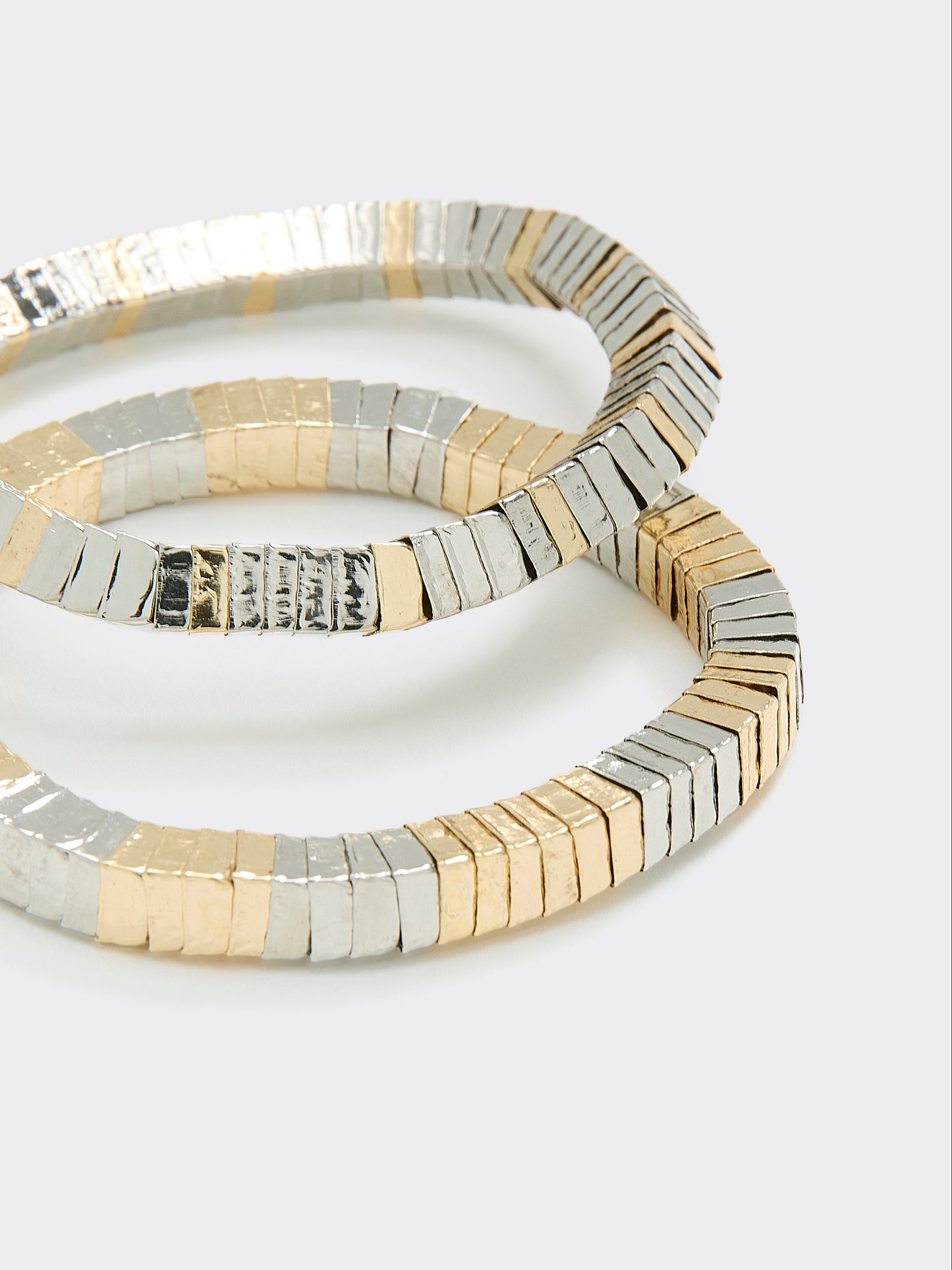 Two-Tone Metallic Bracelets - Set of 2