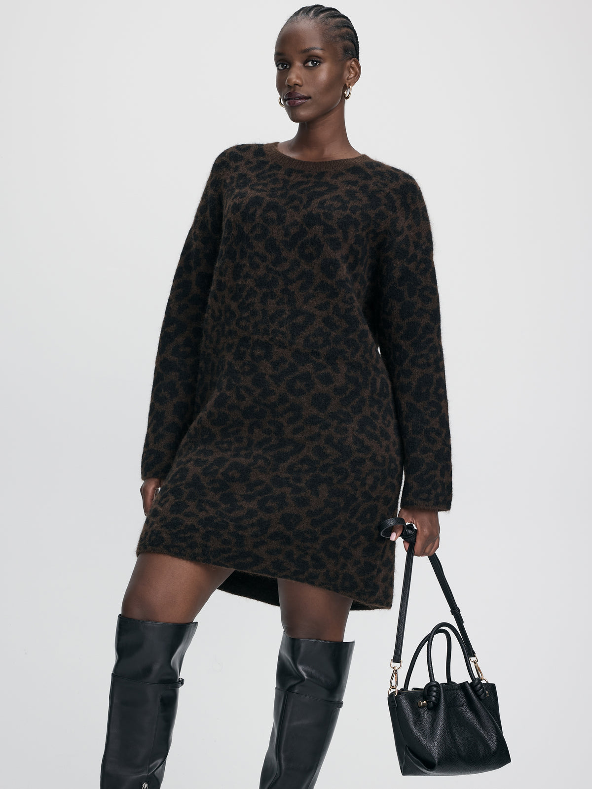 Long-Sleeve Crew-Neck Mini Dress