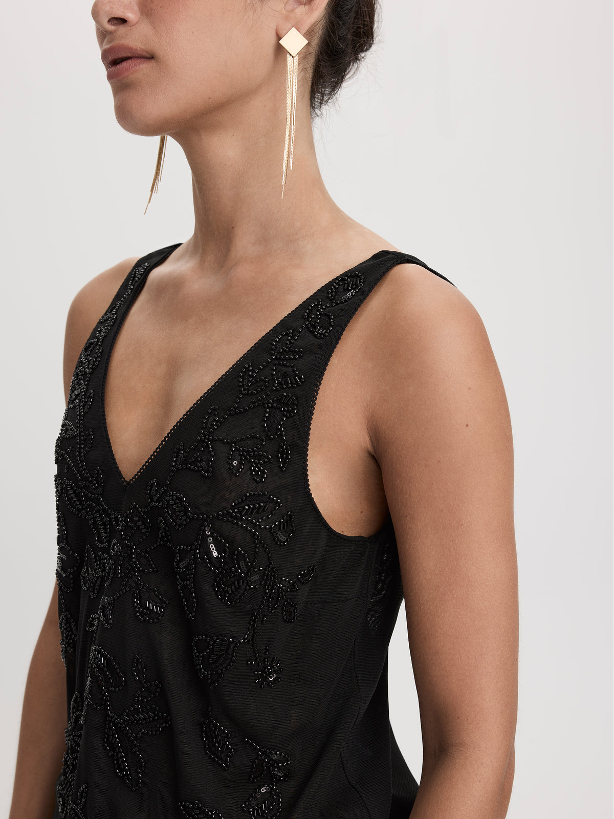 V-Neck Sequins Tank