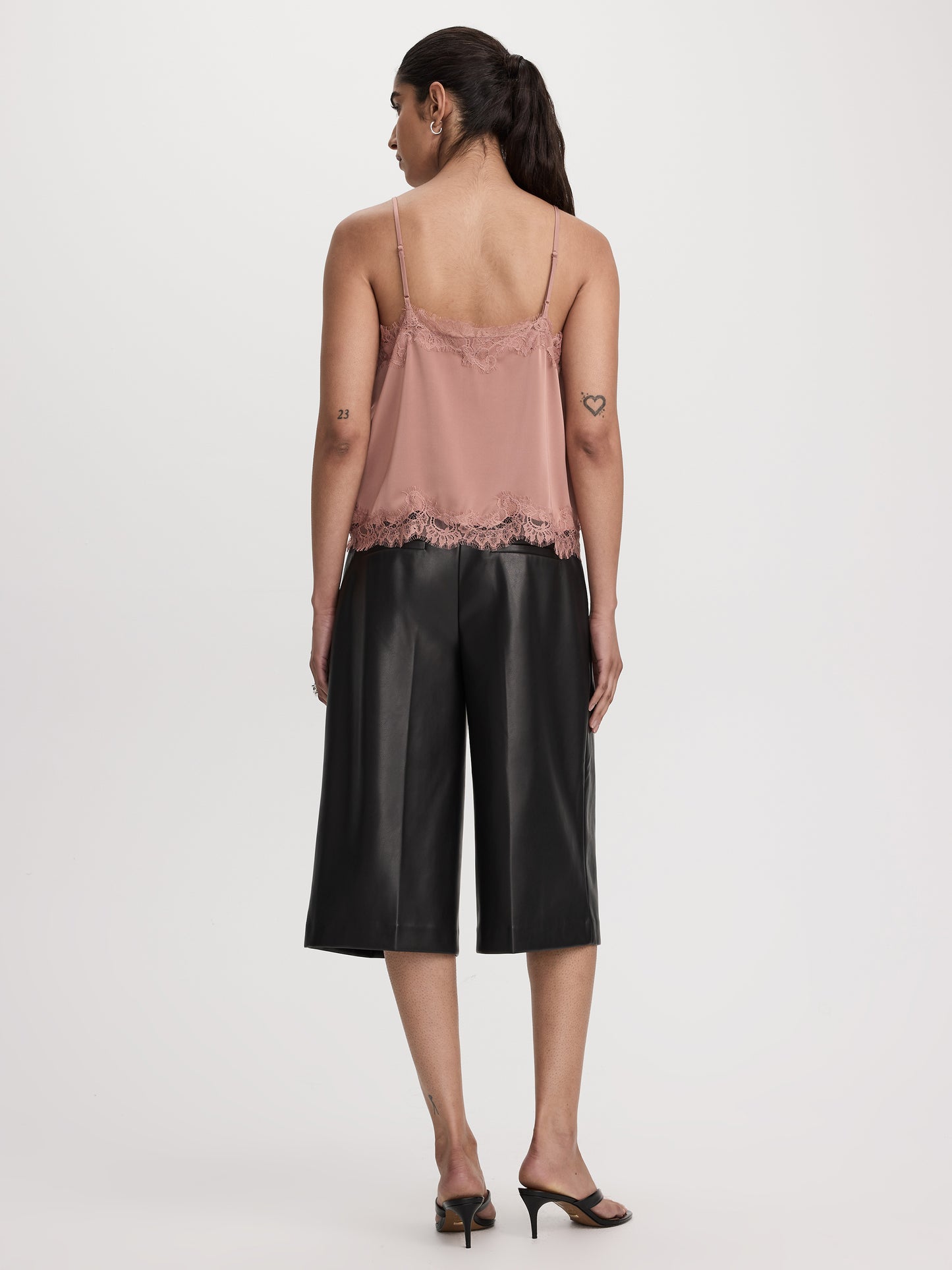 V-Neck Cami with Lace Trim