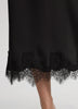 Satin Midi Skirt with Lace Trim