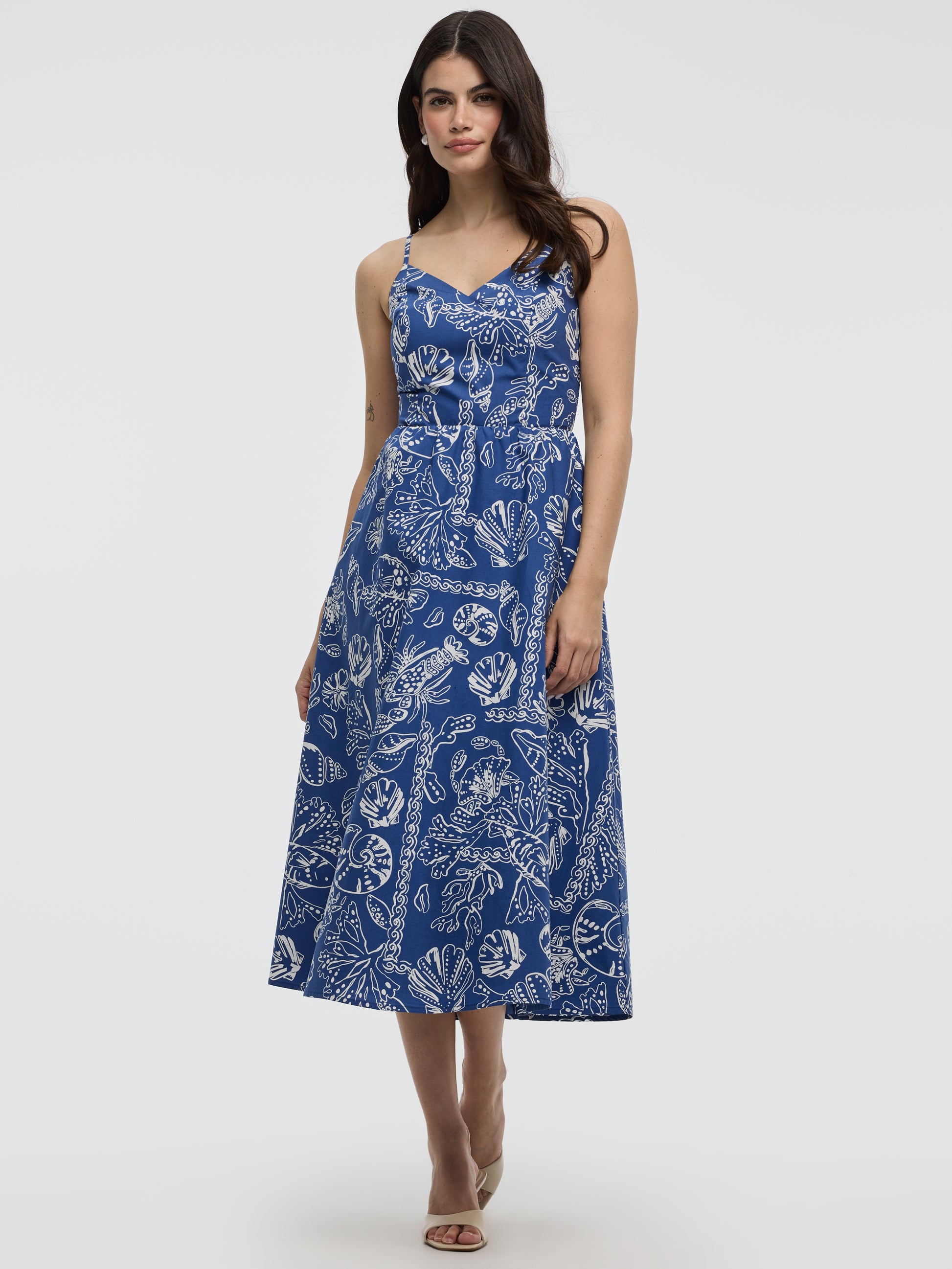 Sleeveless Fit and Flare Midi Dress