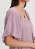 Square-Neck Mini Dress with Bubble Sleeves