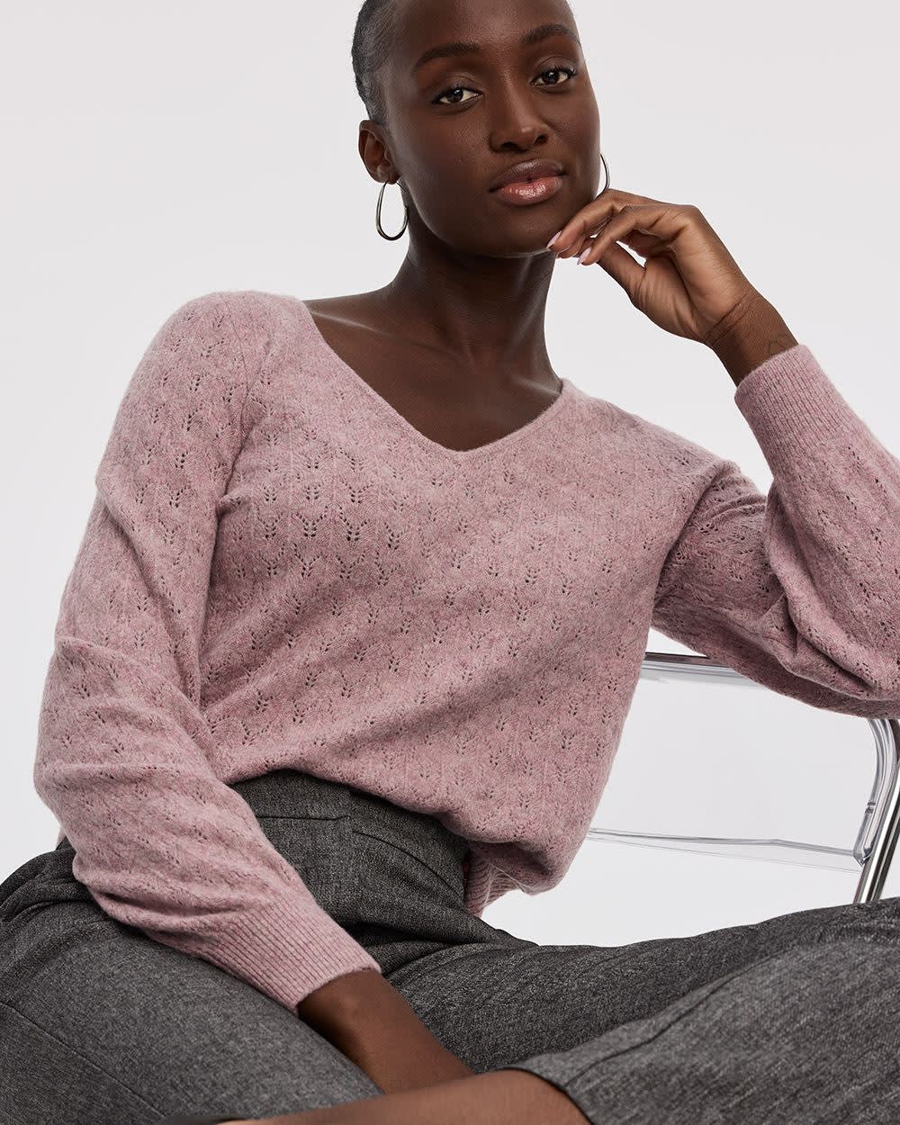 Pull DouceMaille à manches longues ballons et col V