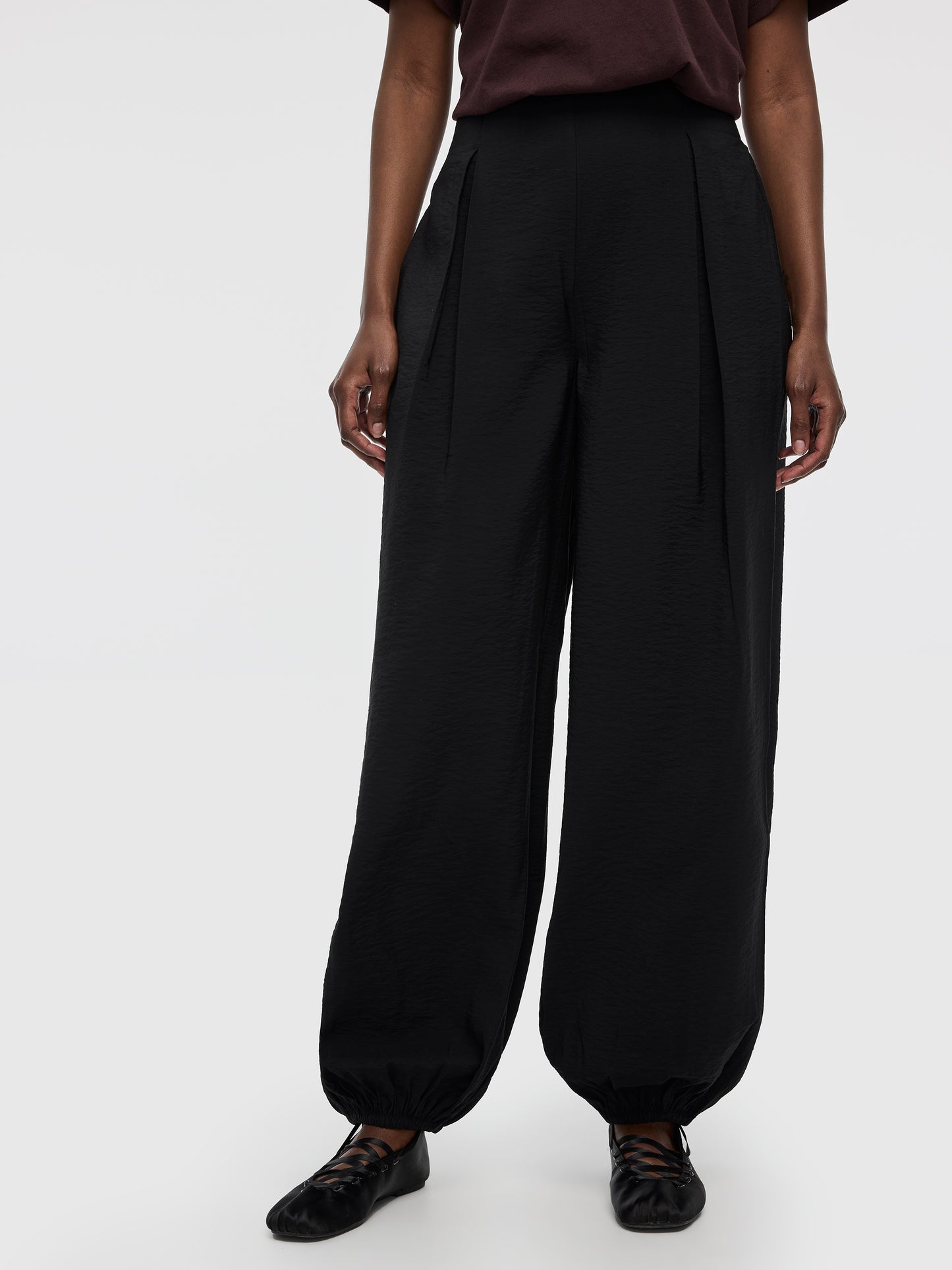 Balloon-Leg High-Rise Pull-On Pant