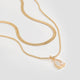 Short Double-Layer Necklace with Rhinestone Pendant