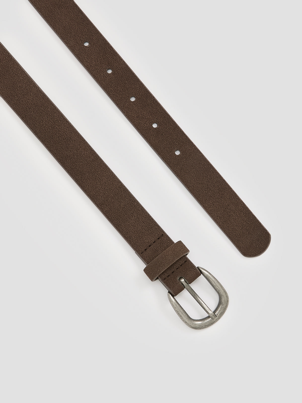 Skinny Faux-Suede Belt with Utility Pocket