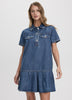 Short-Sleeve Mini Denim Dress