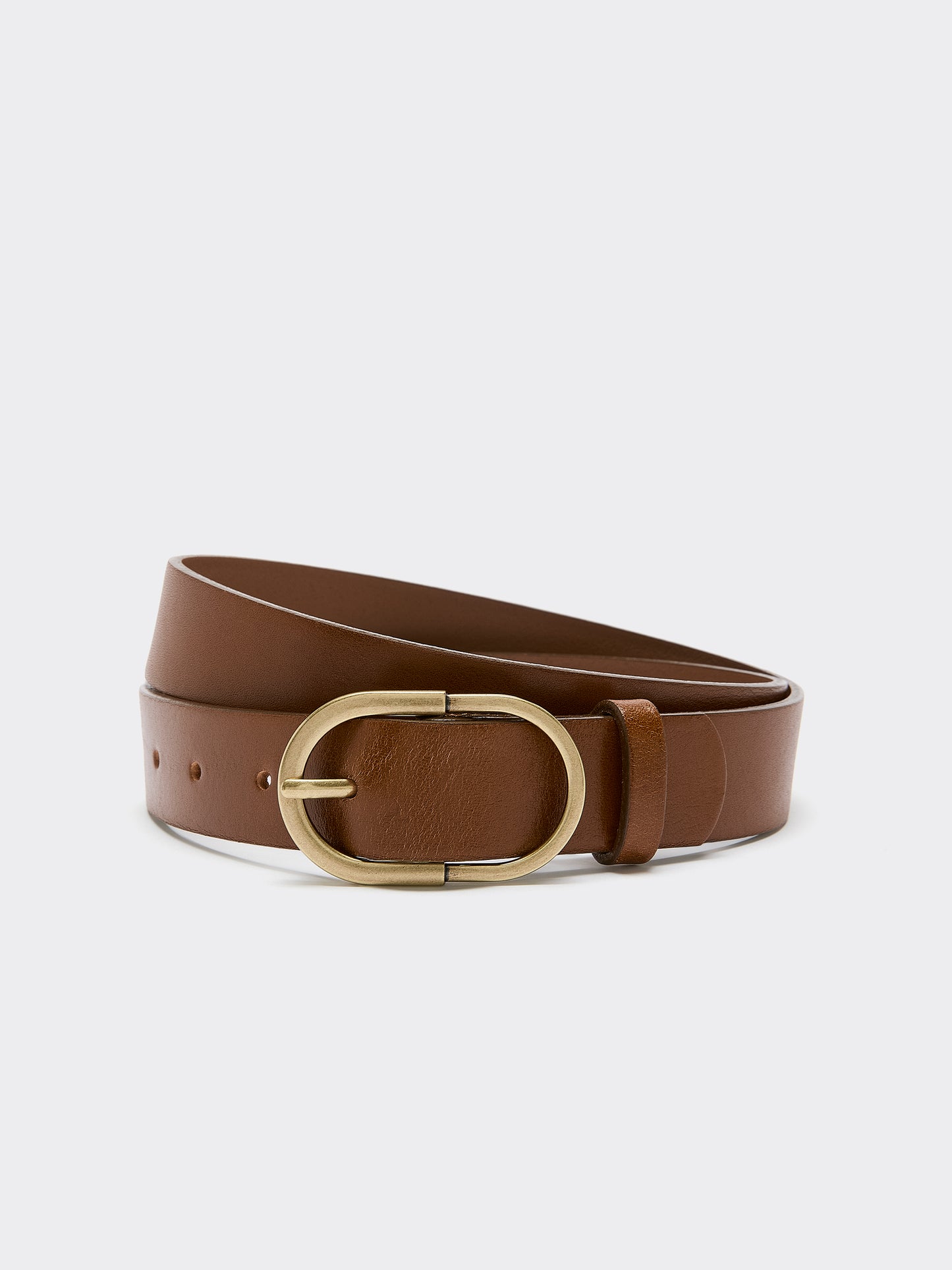 Leather Belt with Oval Buckle