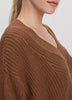 Long-Sleeve V-Neck Sweater with Half-Cardigan Stitches