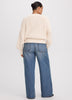 Long-Sleeve V-Neck Sweater with Half-Cardigan Stitches