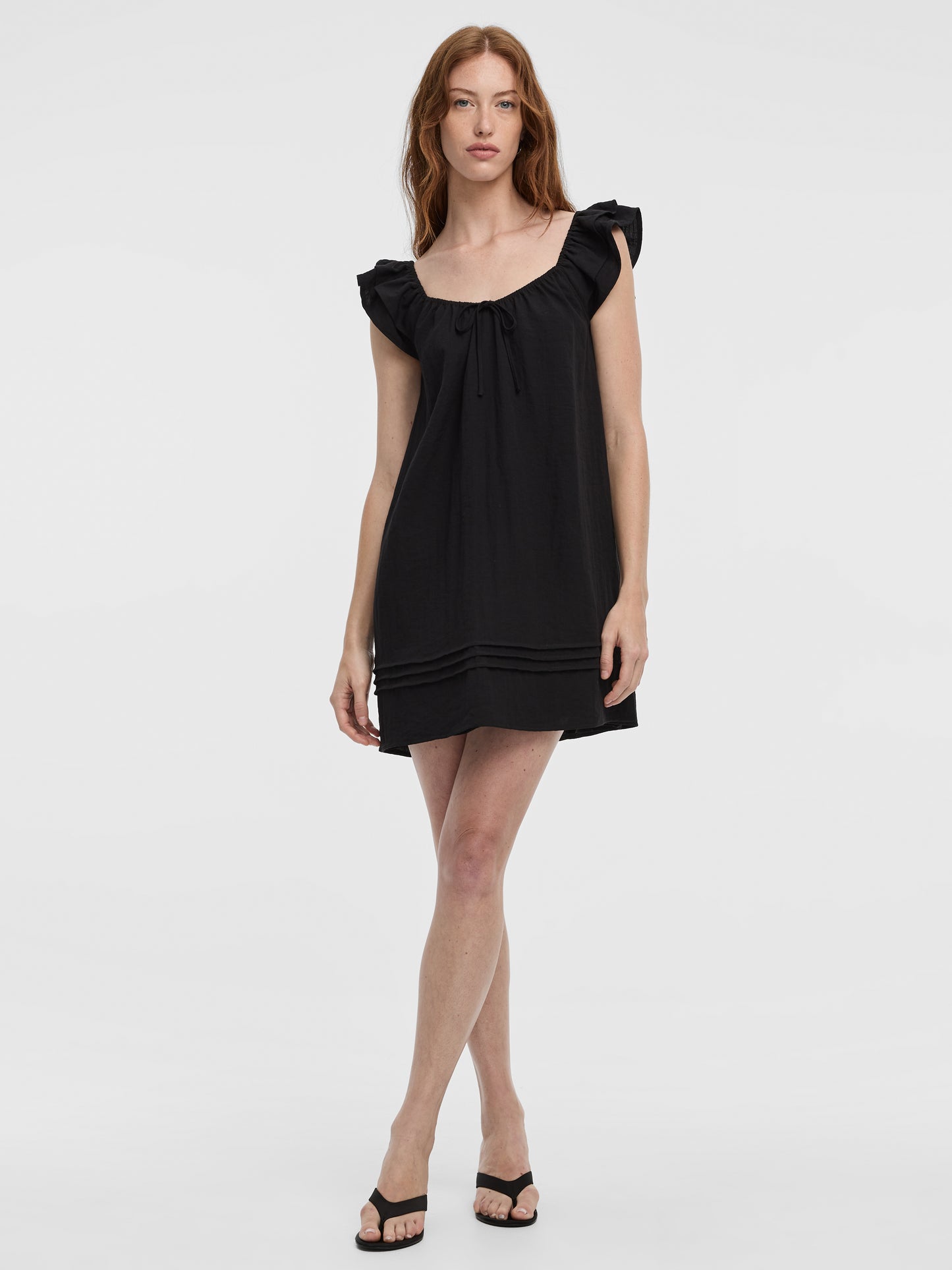 V-Neck Mini Dress with Ruffles