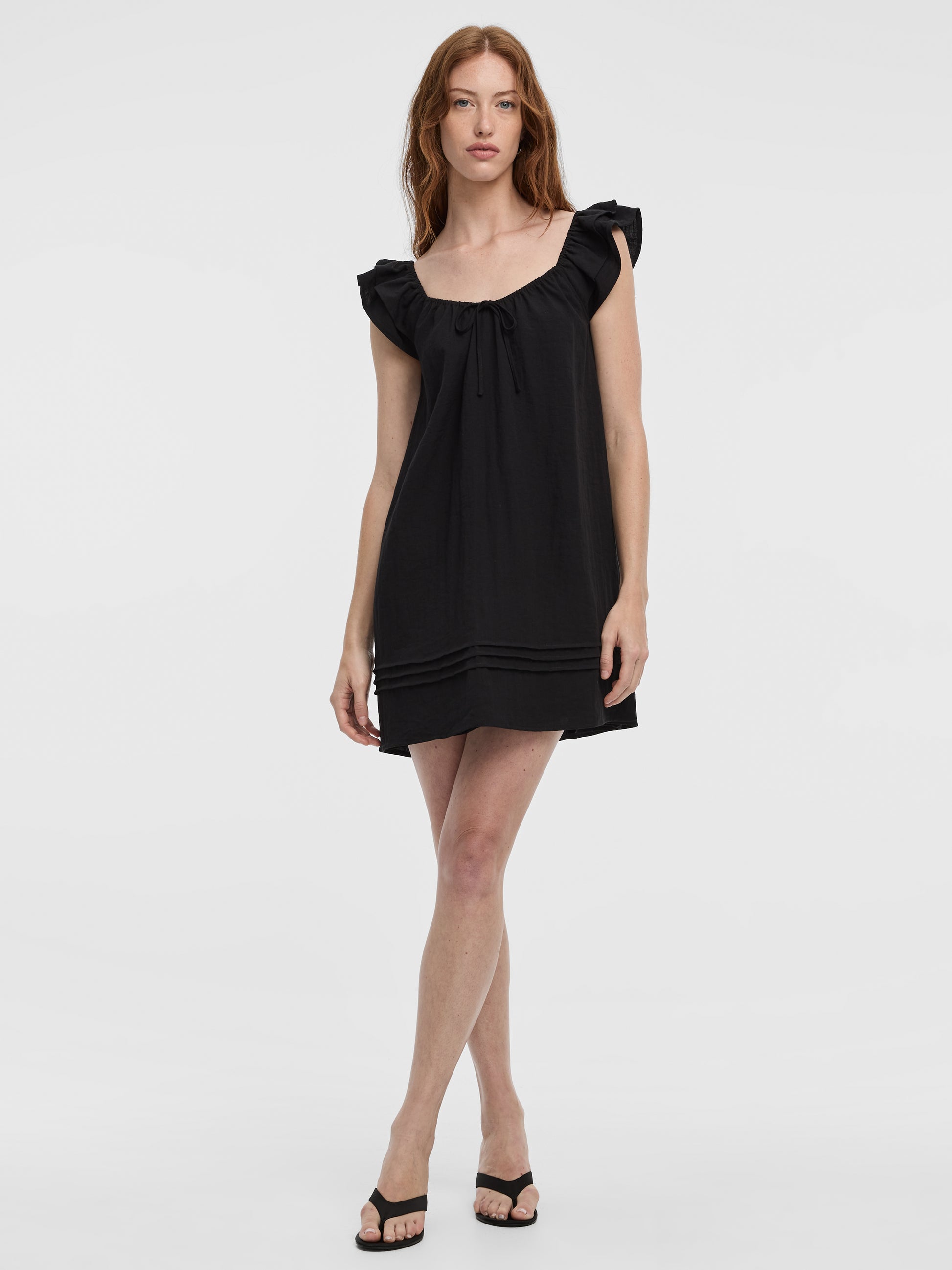 V-Neck Mini Dress with Ruffles