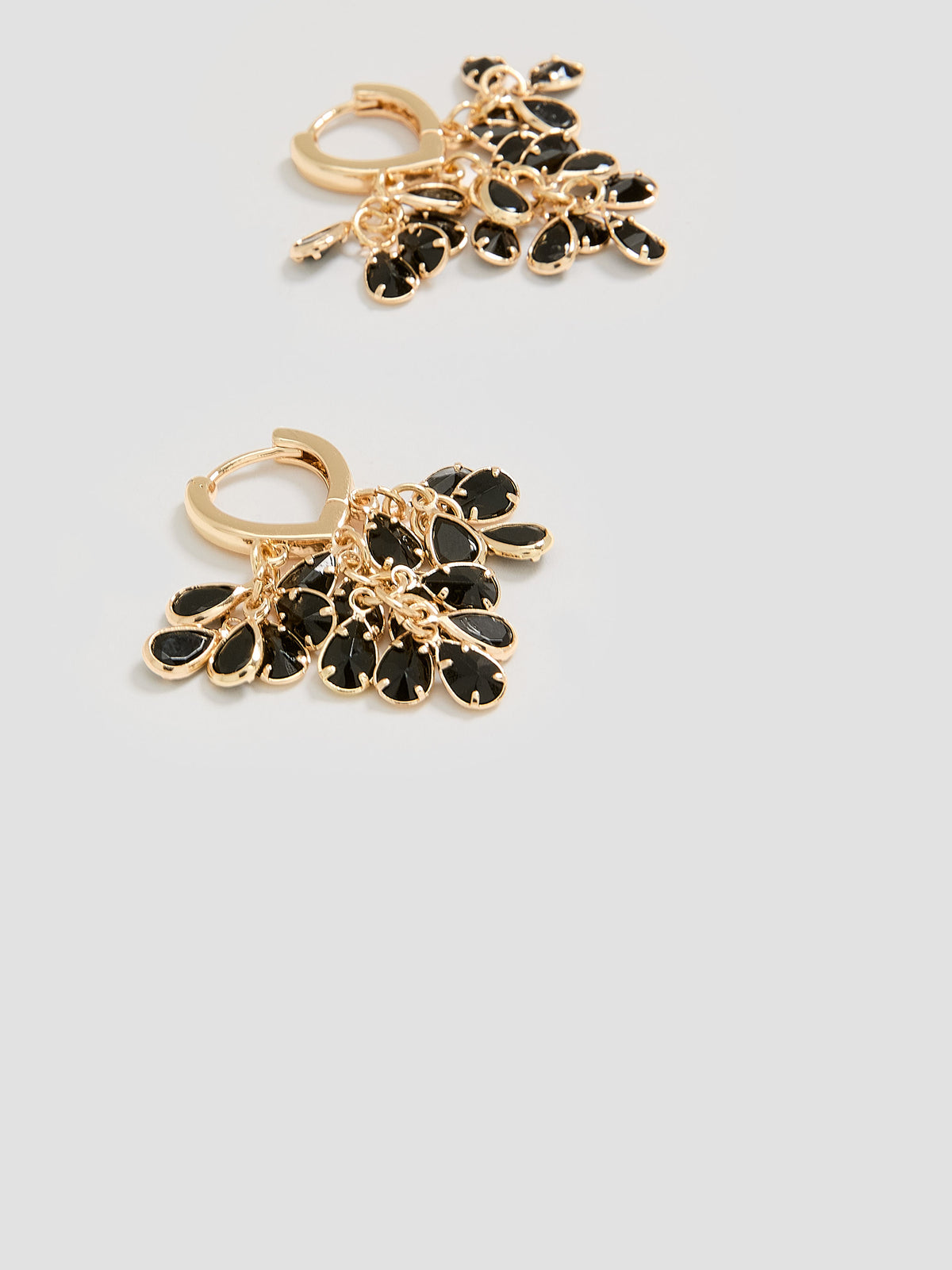 Small Hoops with Black Stone Pendant