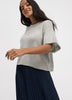 Cashmere-Blend Short-Sleeve Crew-Neck Loose Sweater