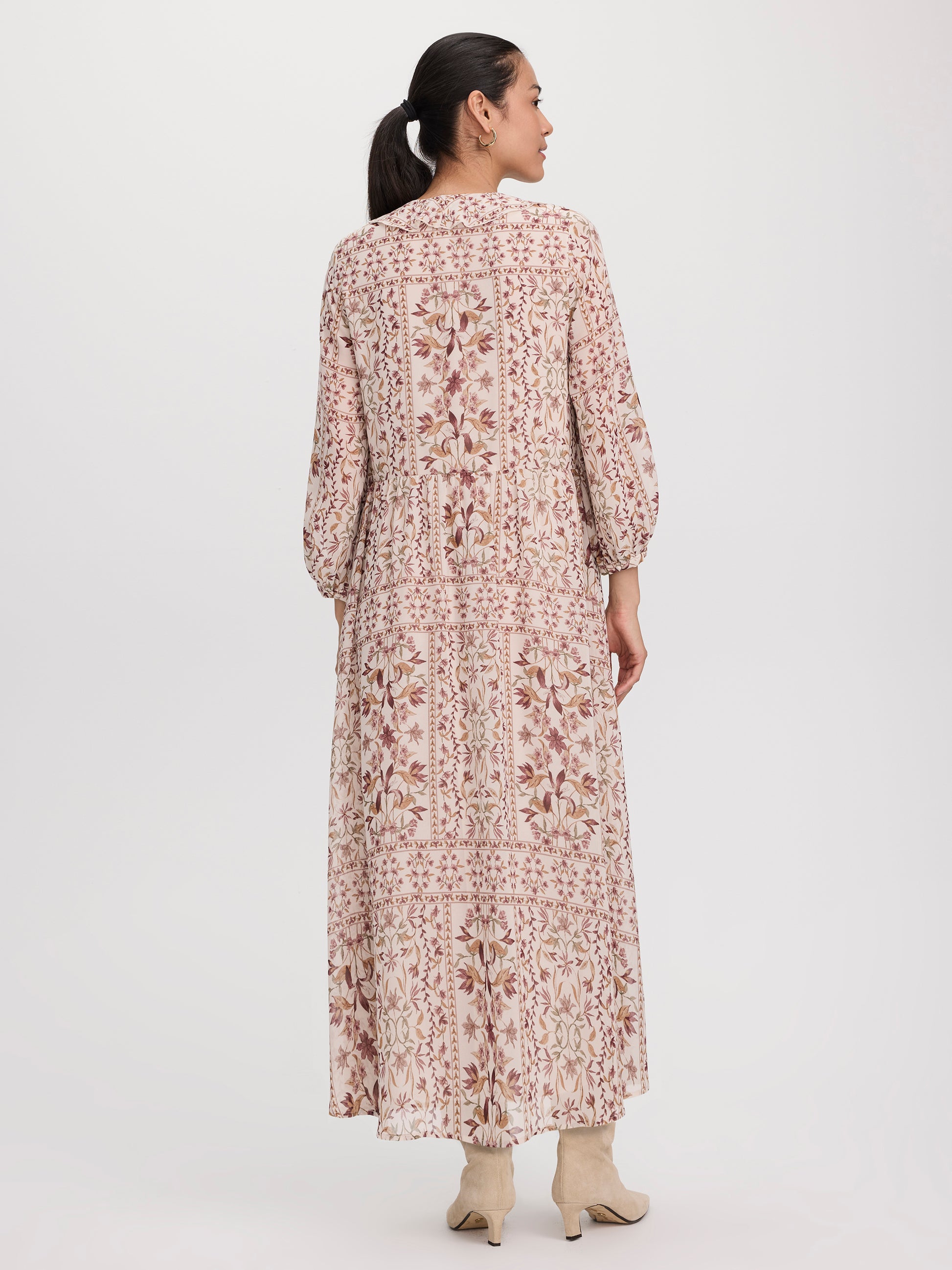 Ruffled V-Neck Maxi Dress