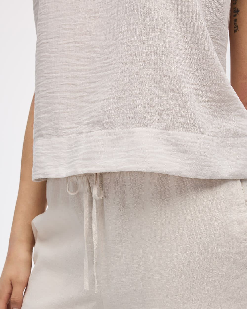 Sleeveless Crew-Neck Blouse