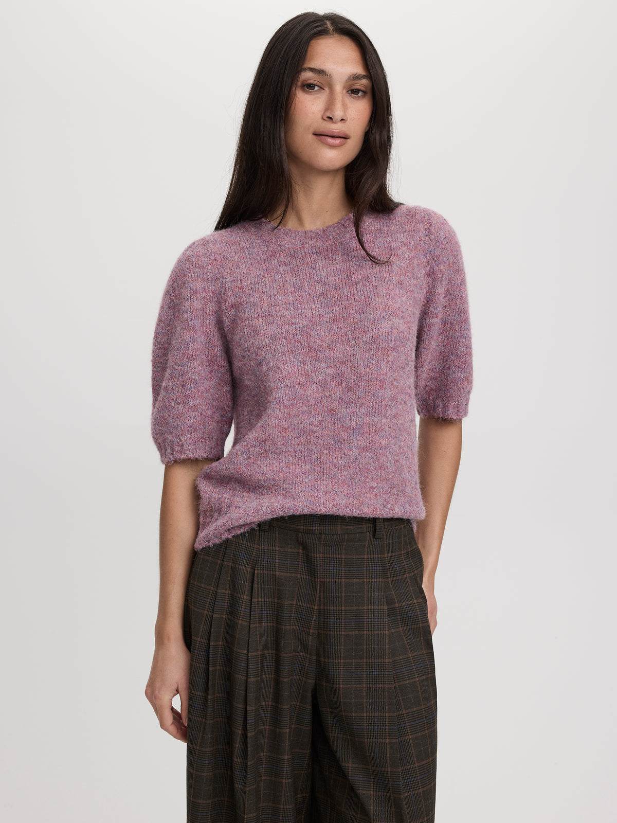 Elbow-Sleeve Crew-Neck Sweater