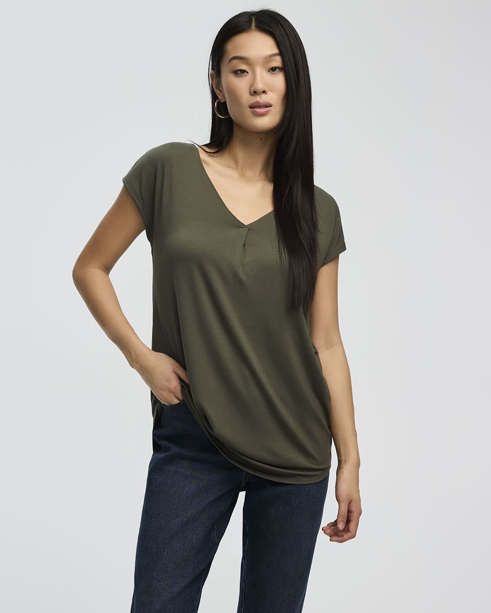 Extended-Sleeve V-Neck Tunic