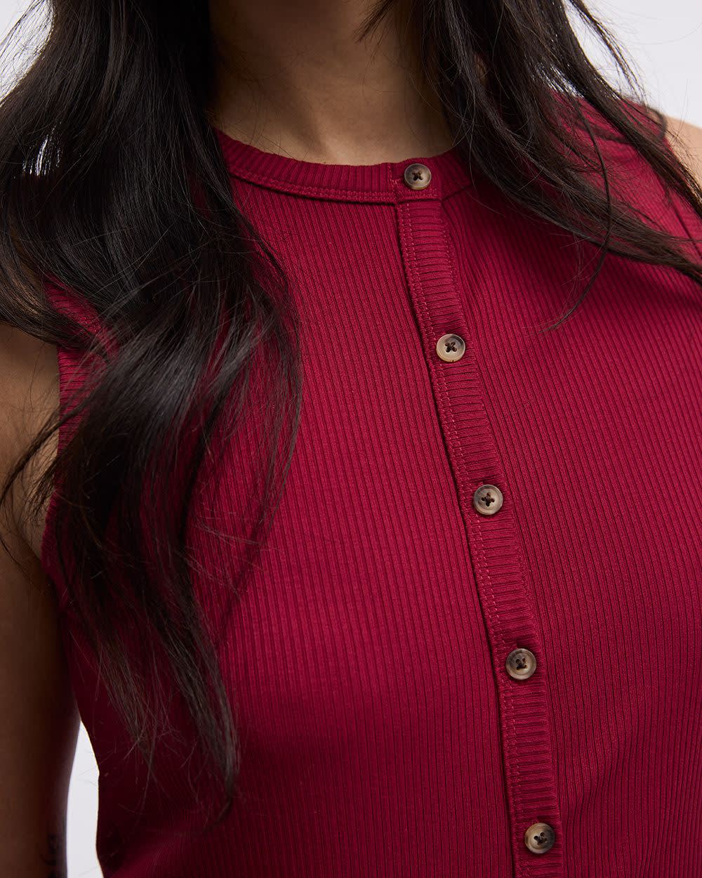 Buttoned-Down Crew-Neck Tank