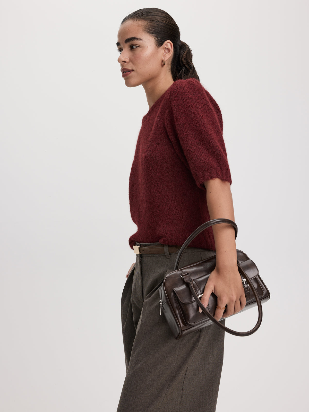 Elbow-Sleeve Crew-Neck Sweater