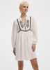 Long-Sleeve Split-Neck Swing Dress