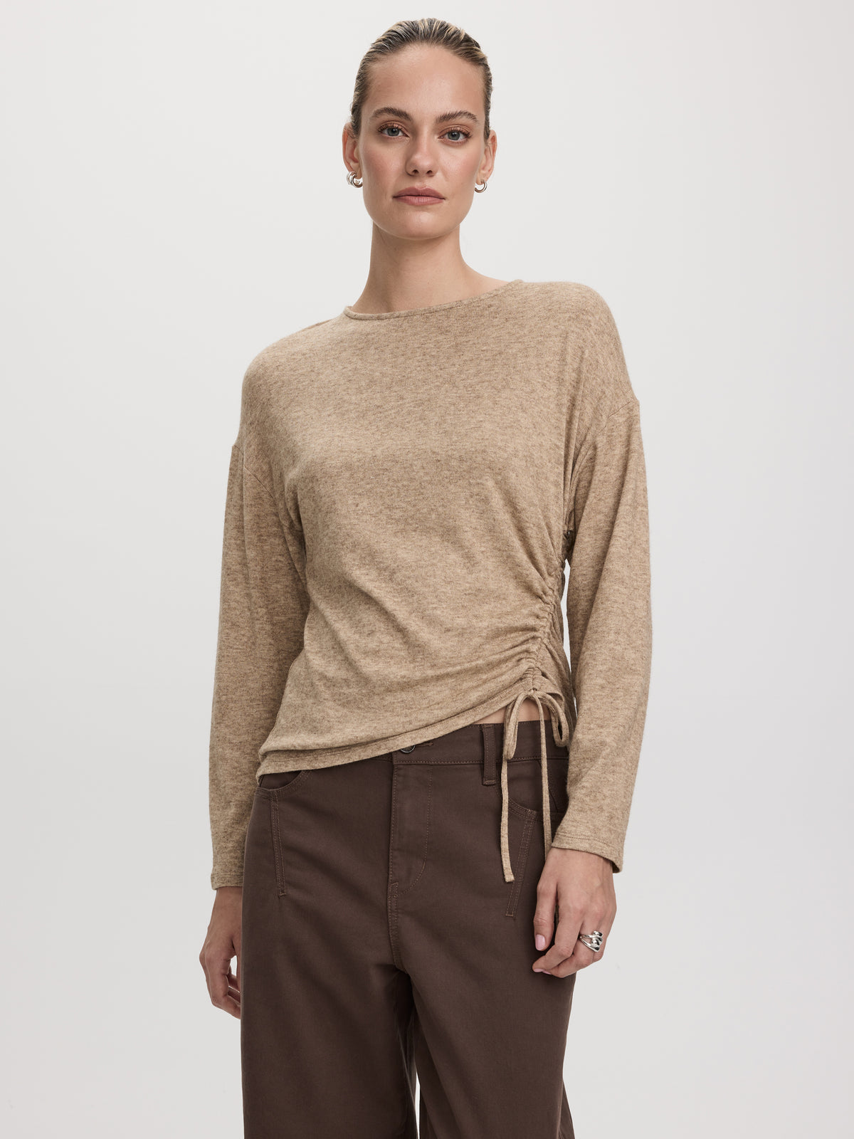 Long-Sleeve Top with Shirred Side