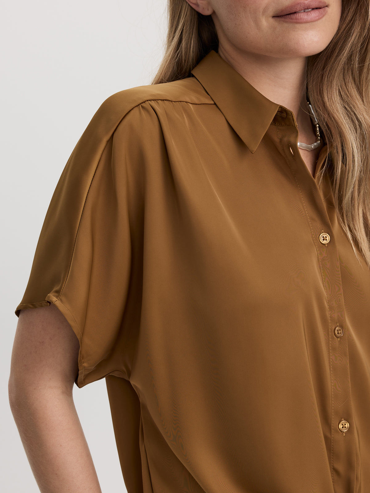 Short-Sleeve Blouse with Shirt Collar