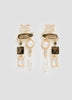 Stud Earrings with Pearl and Stone Pendants