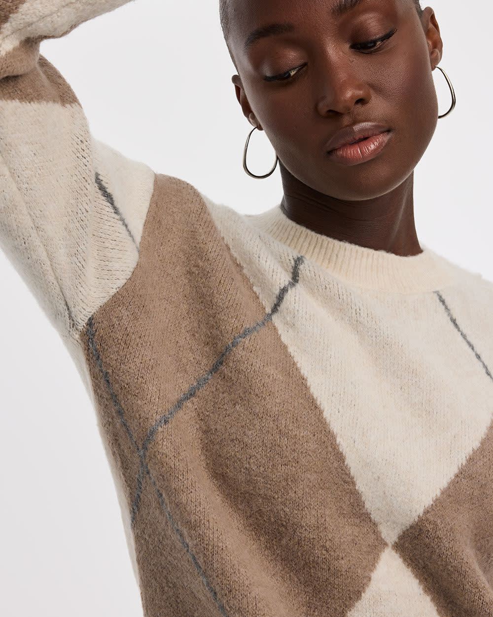 Long-Sleeve Crew-Neck Argyle Pullover