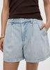 Short à plis en denim