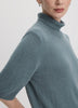Cashmere-Blend Elbow-Sleeve Turtleneck Sweater