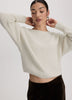Long-Sleeve Boat-Neck Sweater with Lace Insert