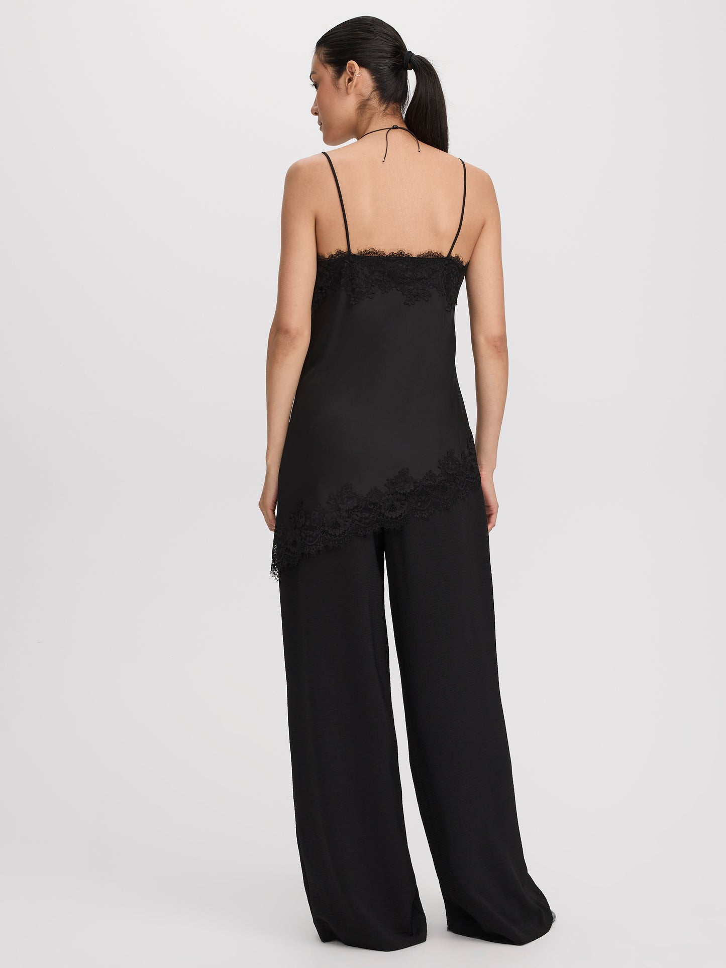 V-Neck Cami with Lace Trim