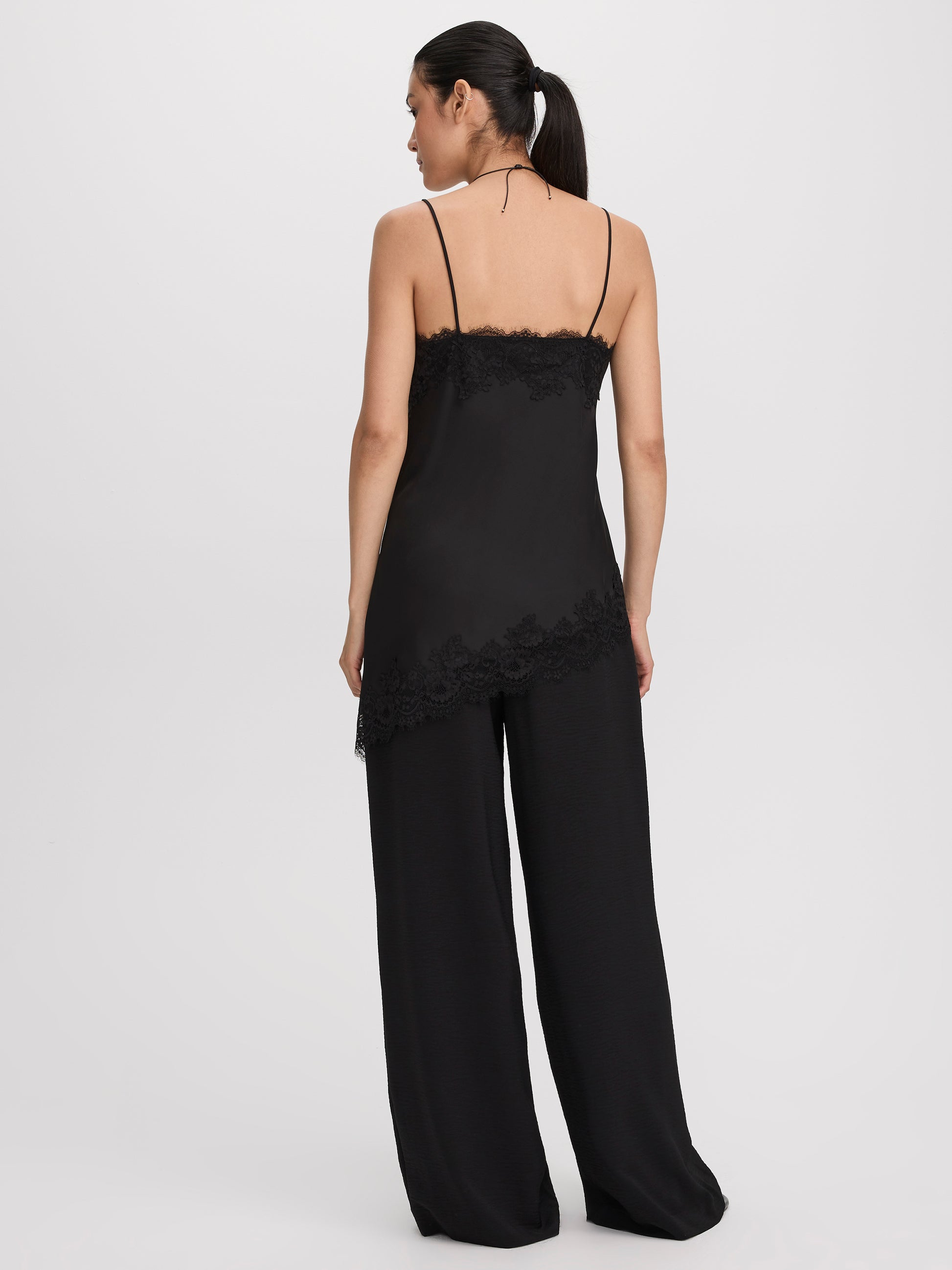 V-Neck Cami with Lace Trim