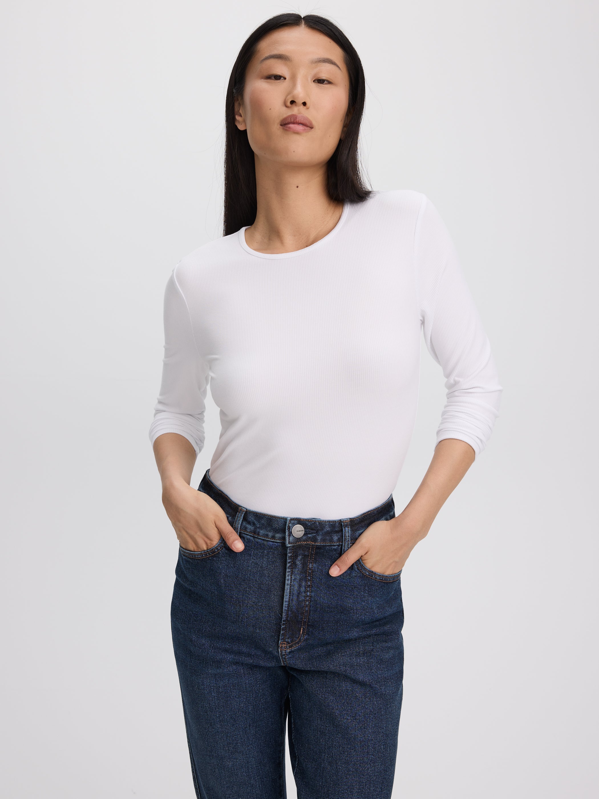 Long-Sleeve Crew-Neck Ribbed T-Shirt - R Essentials