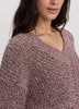Long-Sleeve V-Neck Sweater with Half-Cardigan Stitches