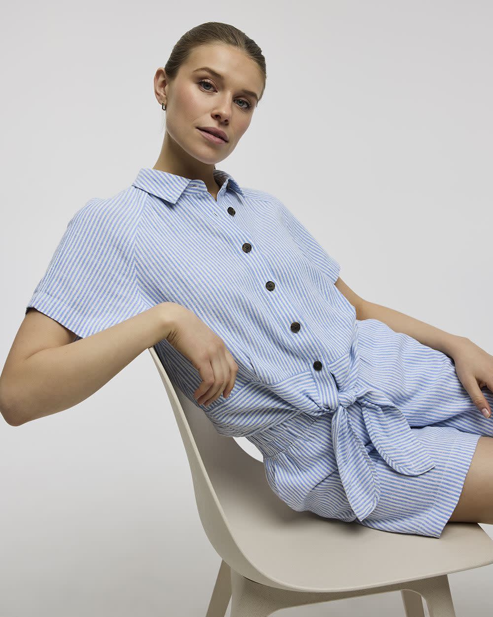 Short-Sleeve Shirt with Self-Tie Hem