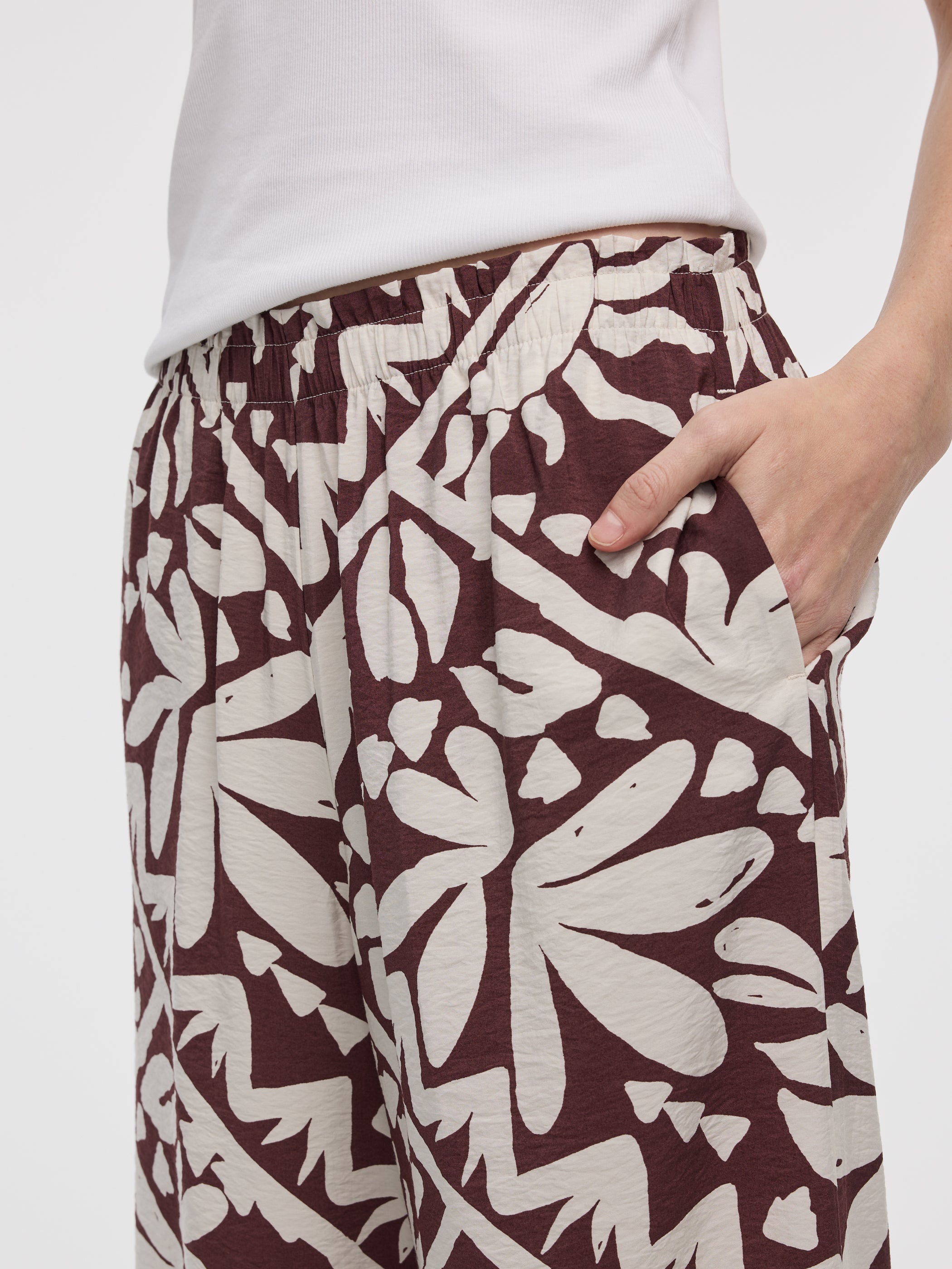 Wide-Leg High-Rise Pull-On Pant