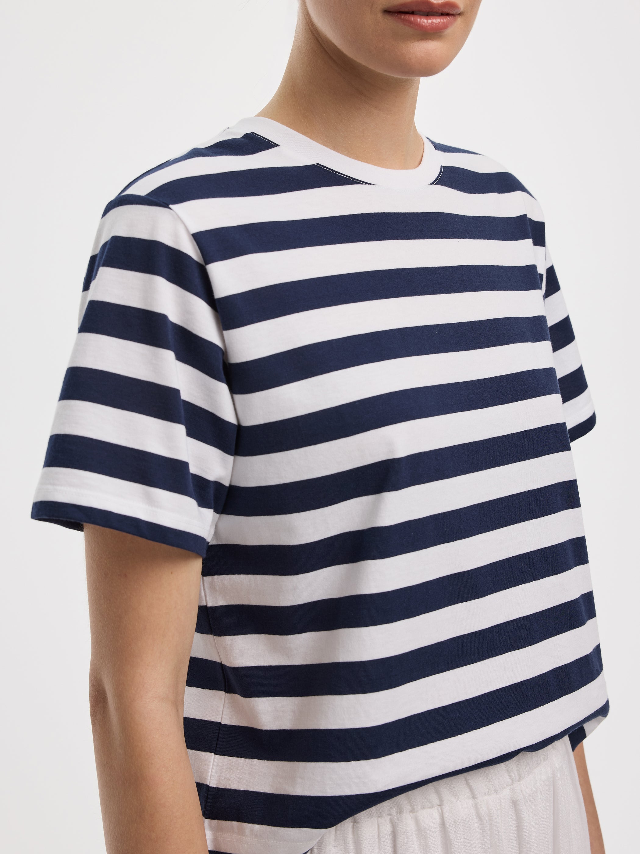 Striped Crew-Neck Boxy T-Shirt