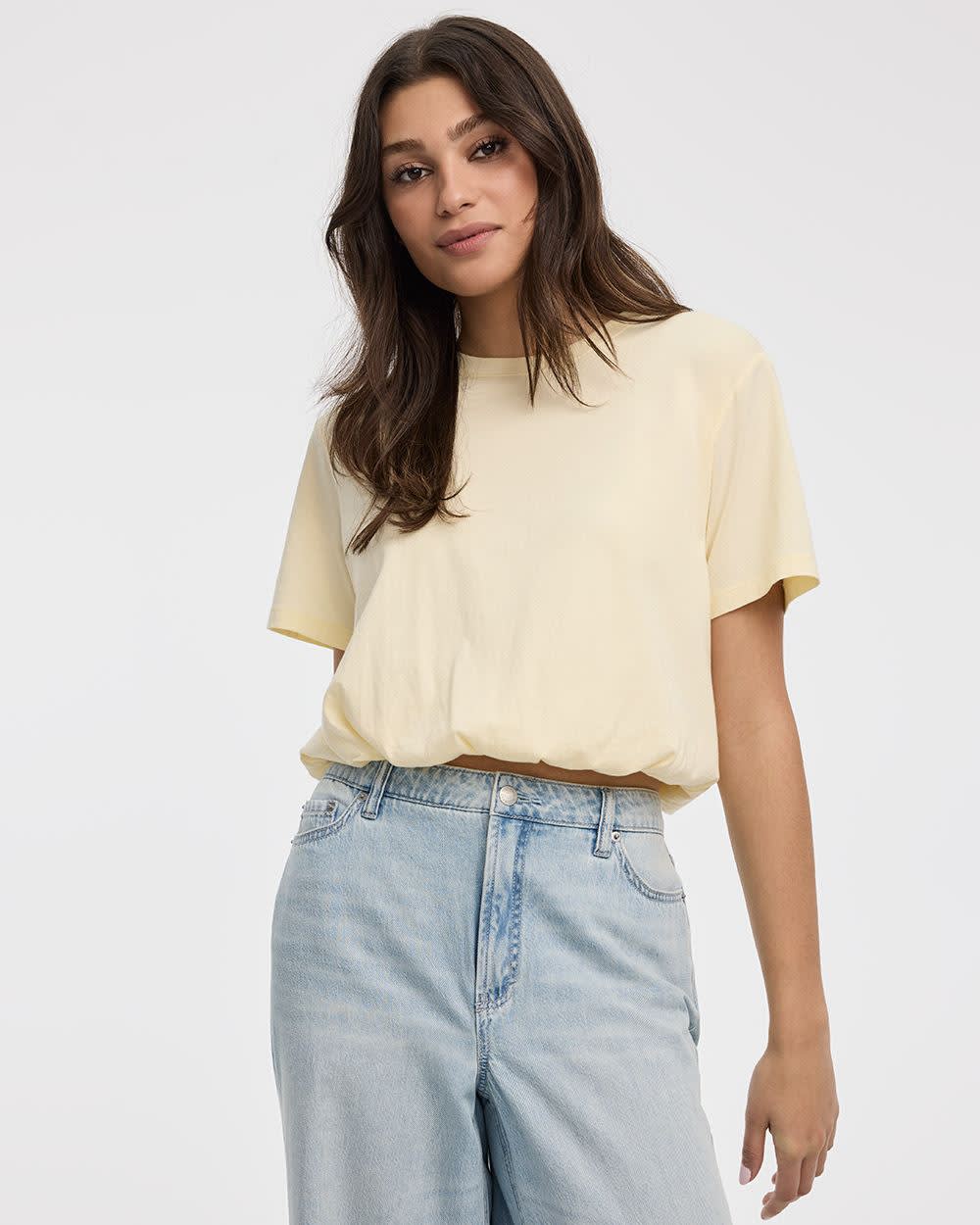 Crew-Neck Tee with Bubble Hem