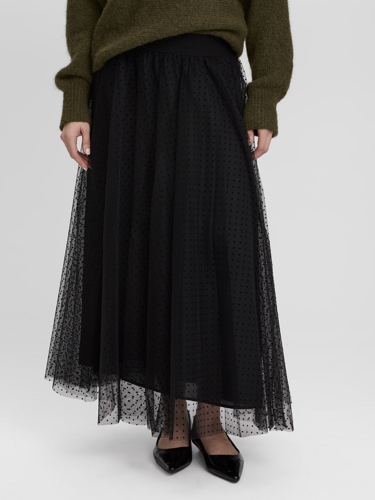 Maxi Tulle Skirt with Dots
