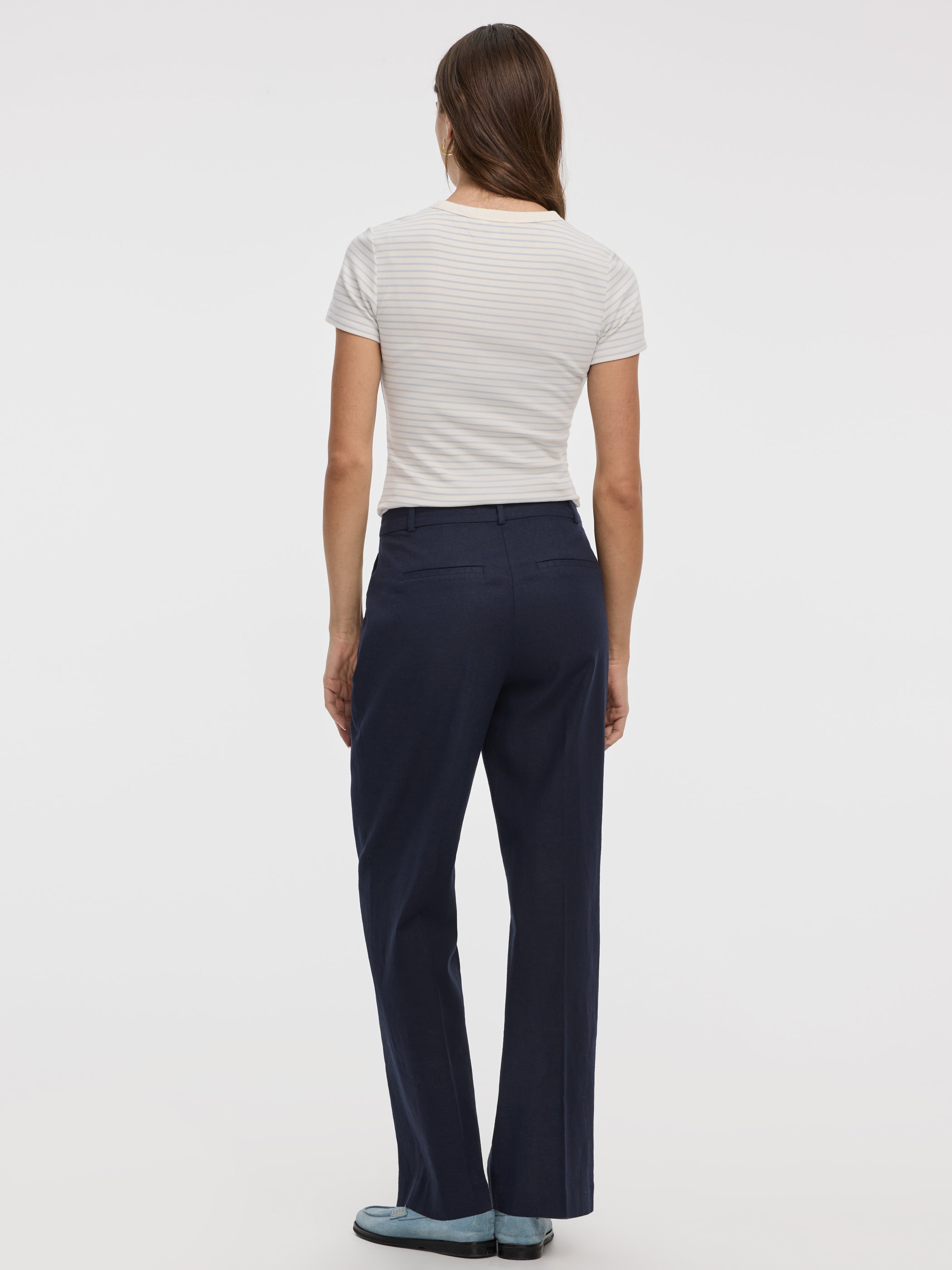 Linen-Blend Straight-Leg High-Rise Pant