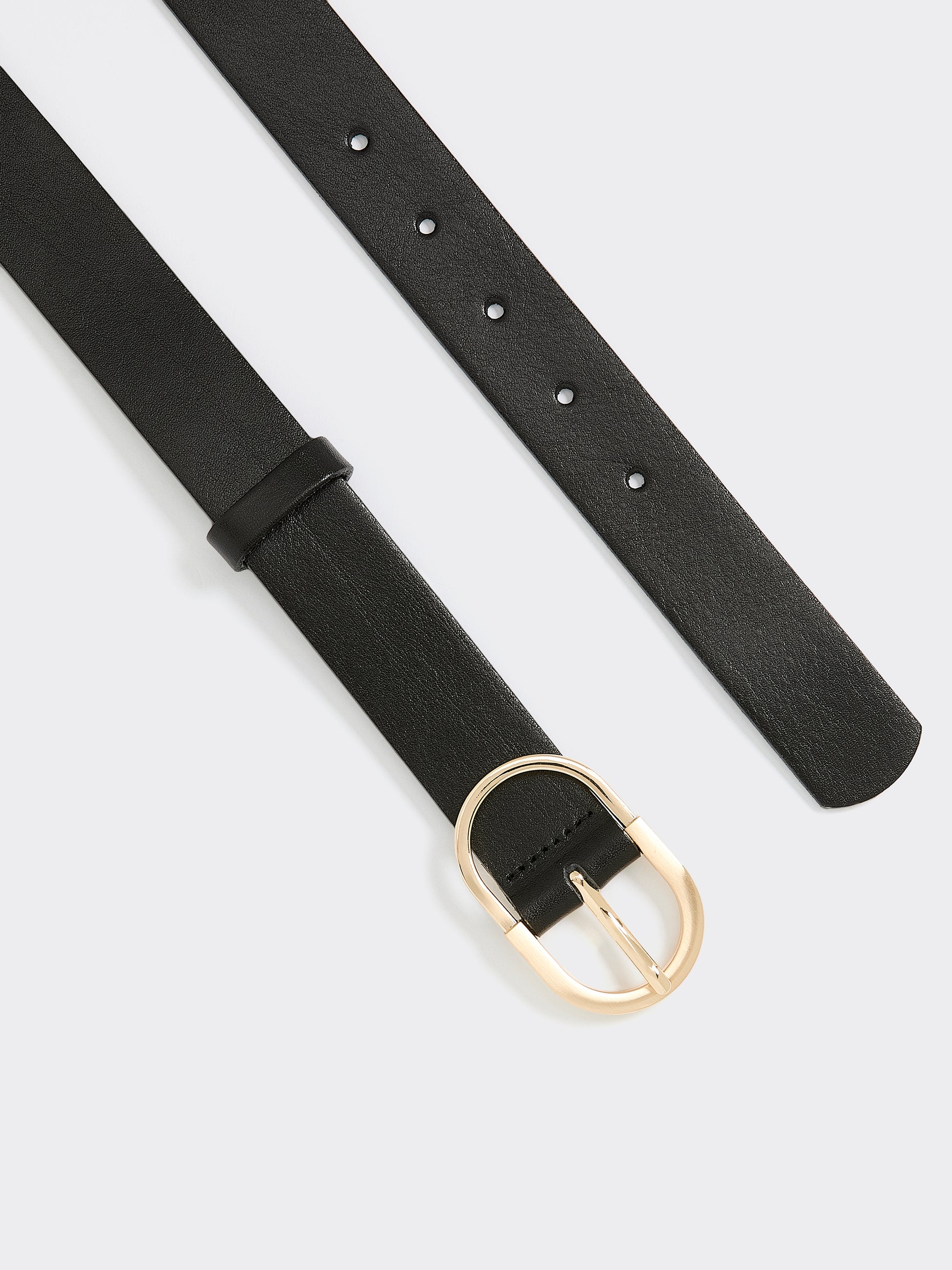 Leather Belt with Oval Buckle