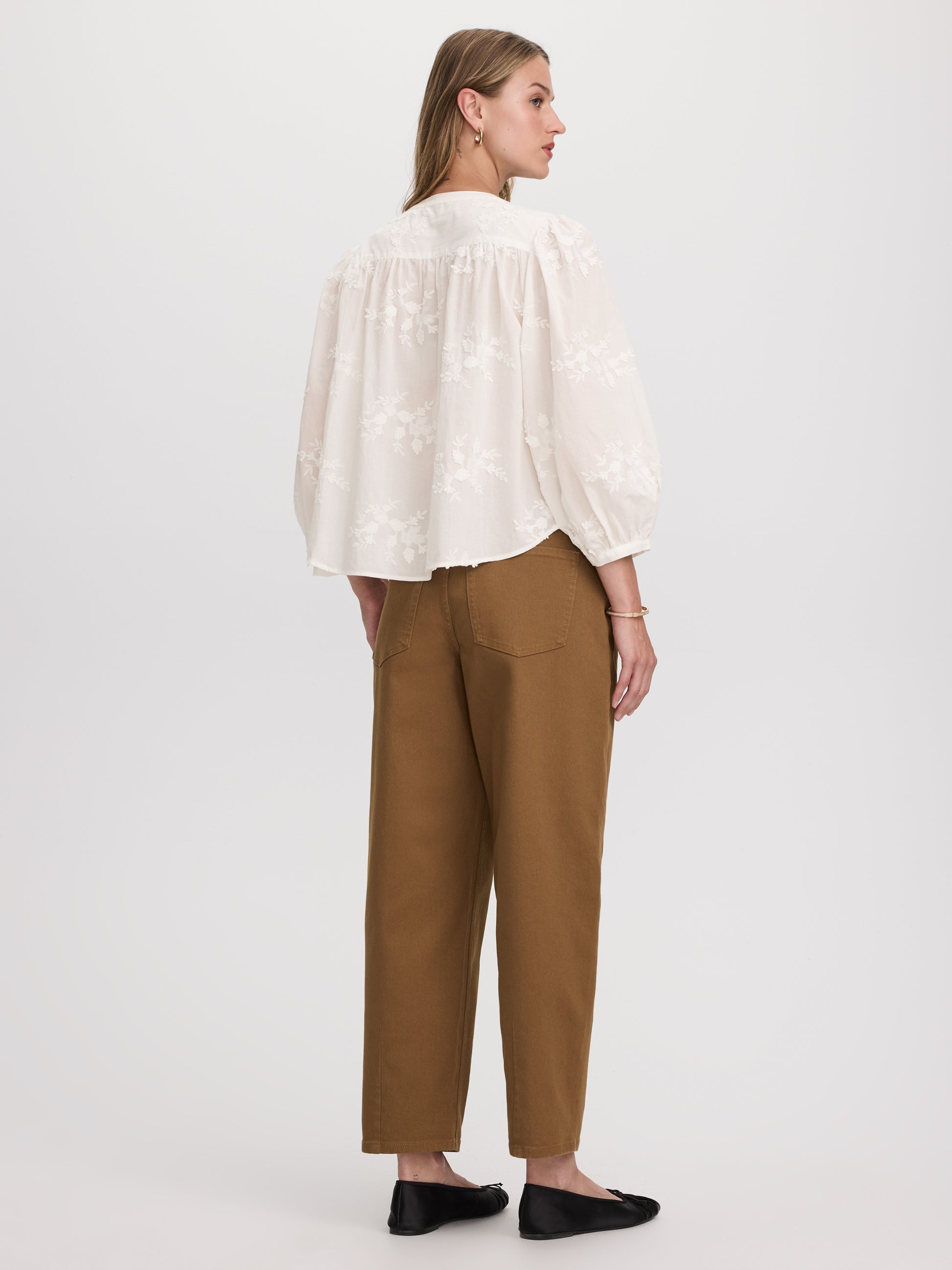3/4-Sleeve Embroidered Blouse