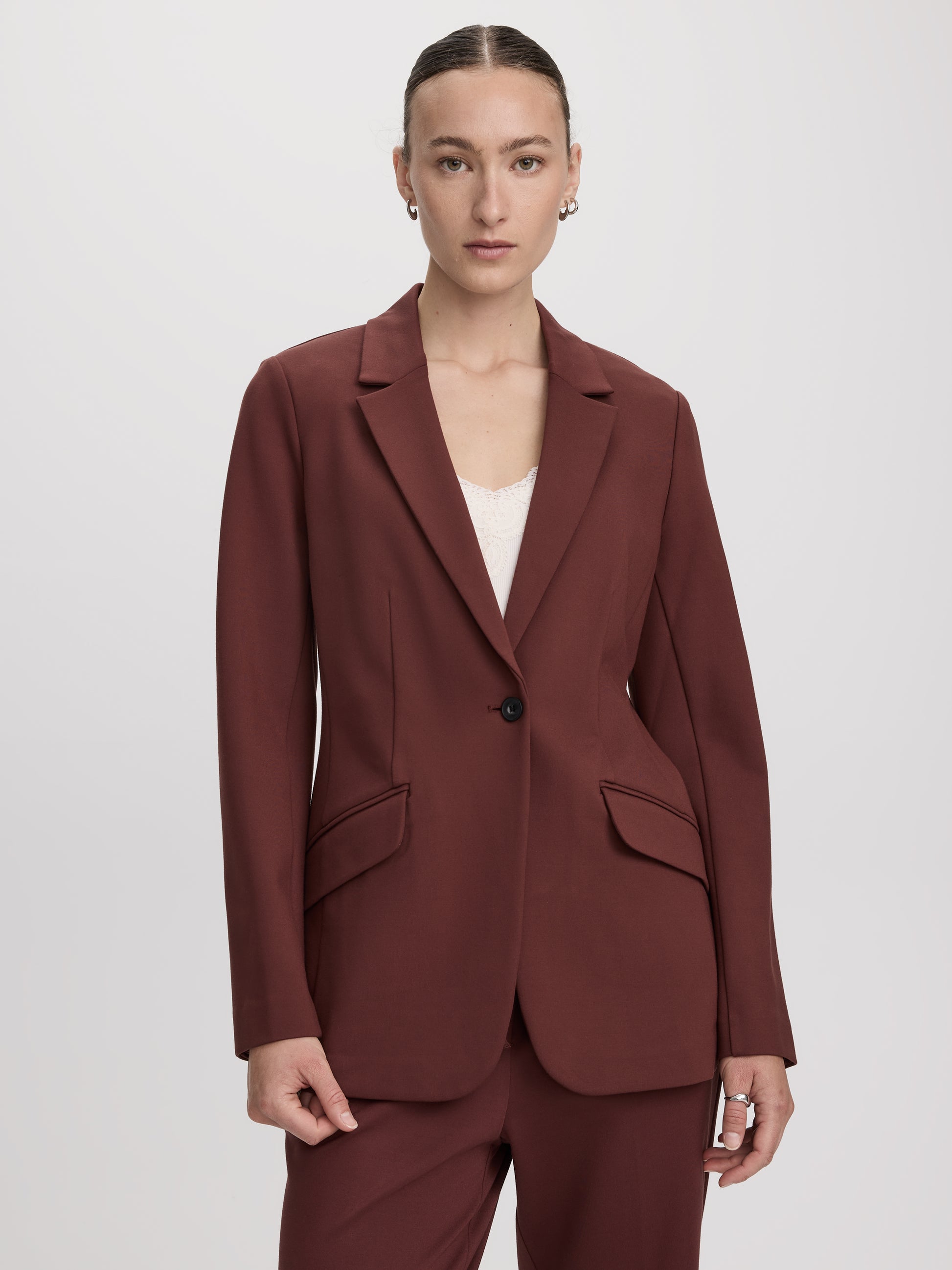 Fitted One-Button Knit Blazer - The Modern Stretch (R)
