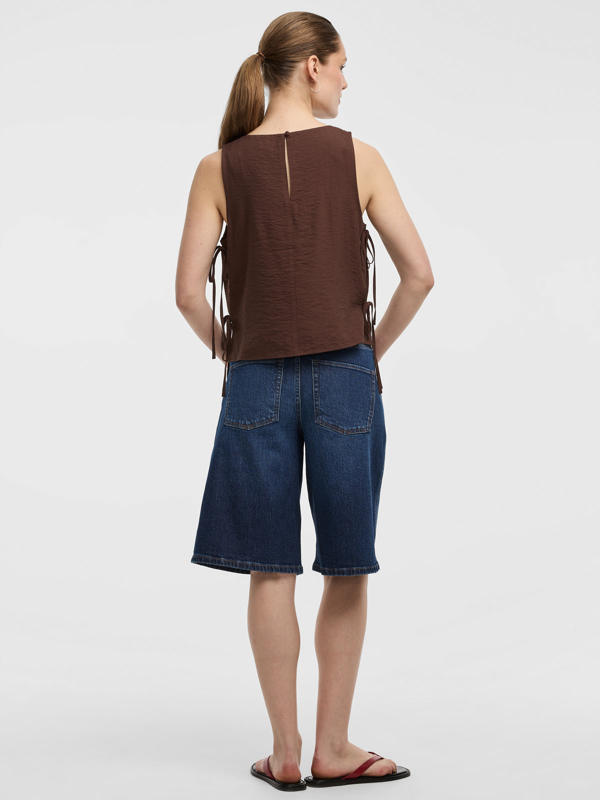 Crew-Neck Top with Self-Tie Sides