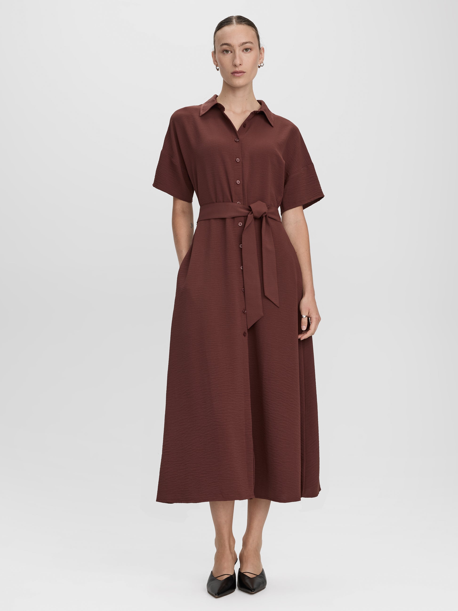 Short-Sleeve Midi Shirtdress
