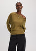 Merino-Blend Long-Sleeve Off-the-Shoulder Sweater